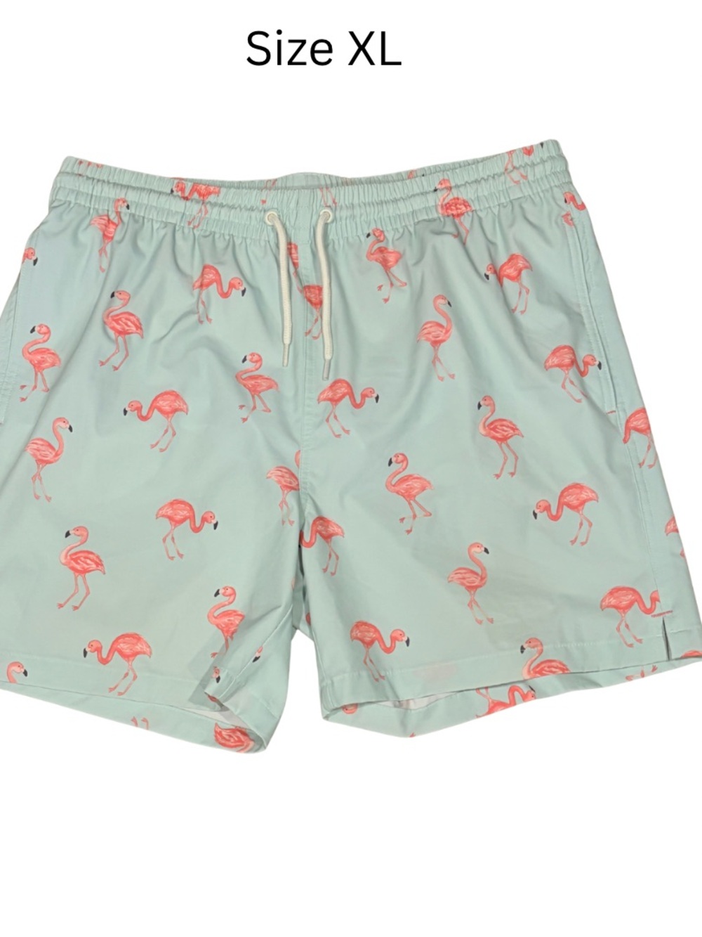 Burnside Men’s XL Flamingo Swim Trunks Mint Green Tropical Board Shorts